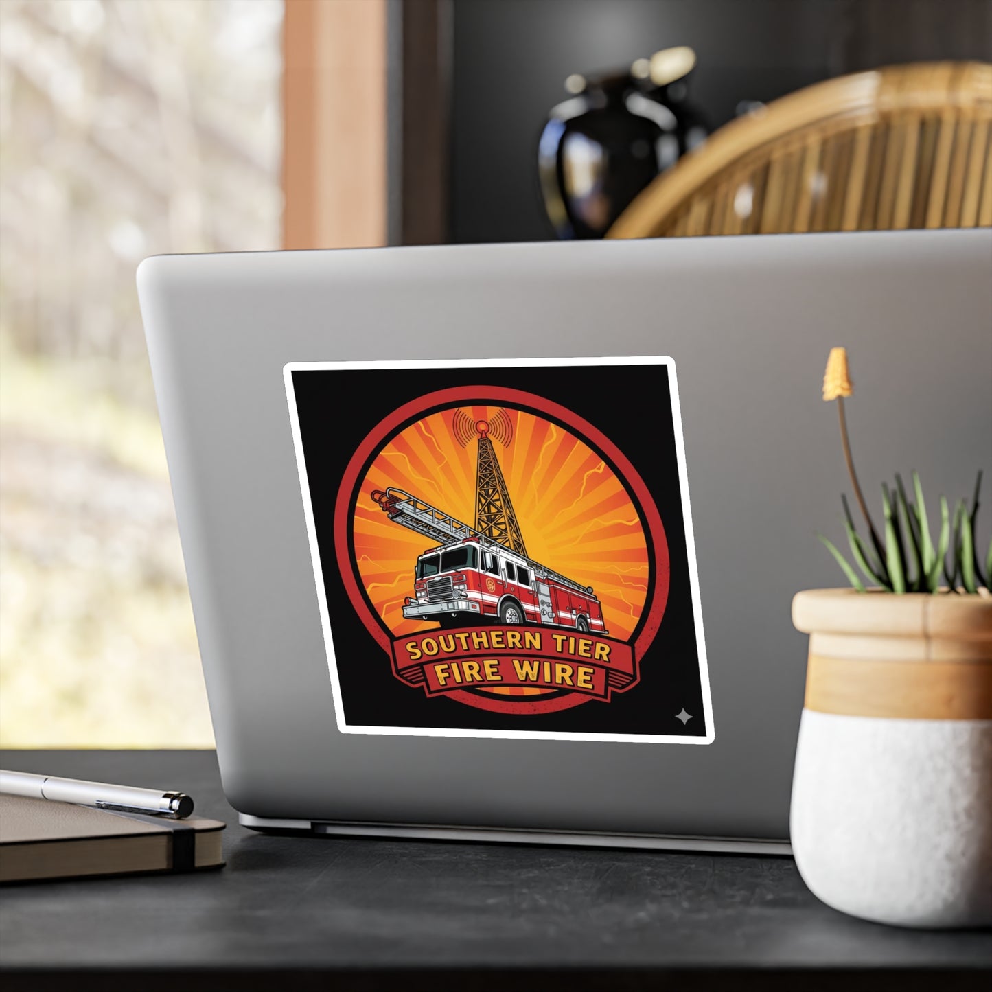 Firefighter Truck Vinyl Sticker — “Southern Tier Fire Wire” Kiss-Cut Decal