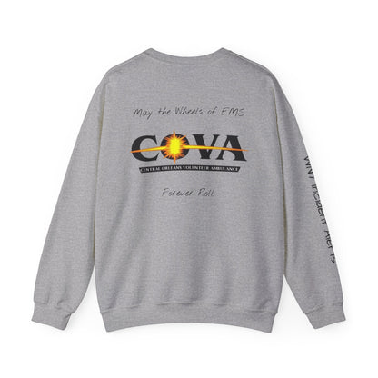 COVA Crewneck Sweatshirt — 'May the Wheels of EMS Forever Roll' Retro Logo