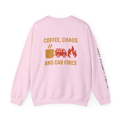 Coffee, Chaos & Car Fires Sweatshirt — Firefighter Crewneck