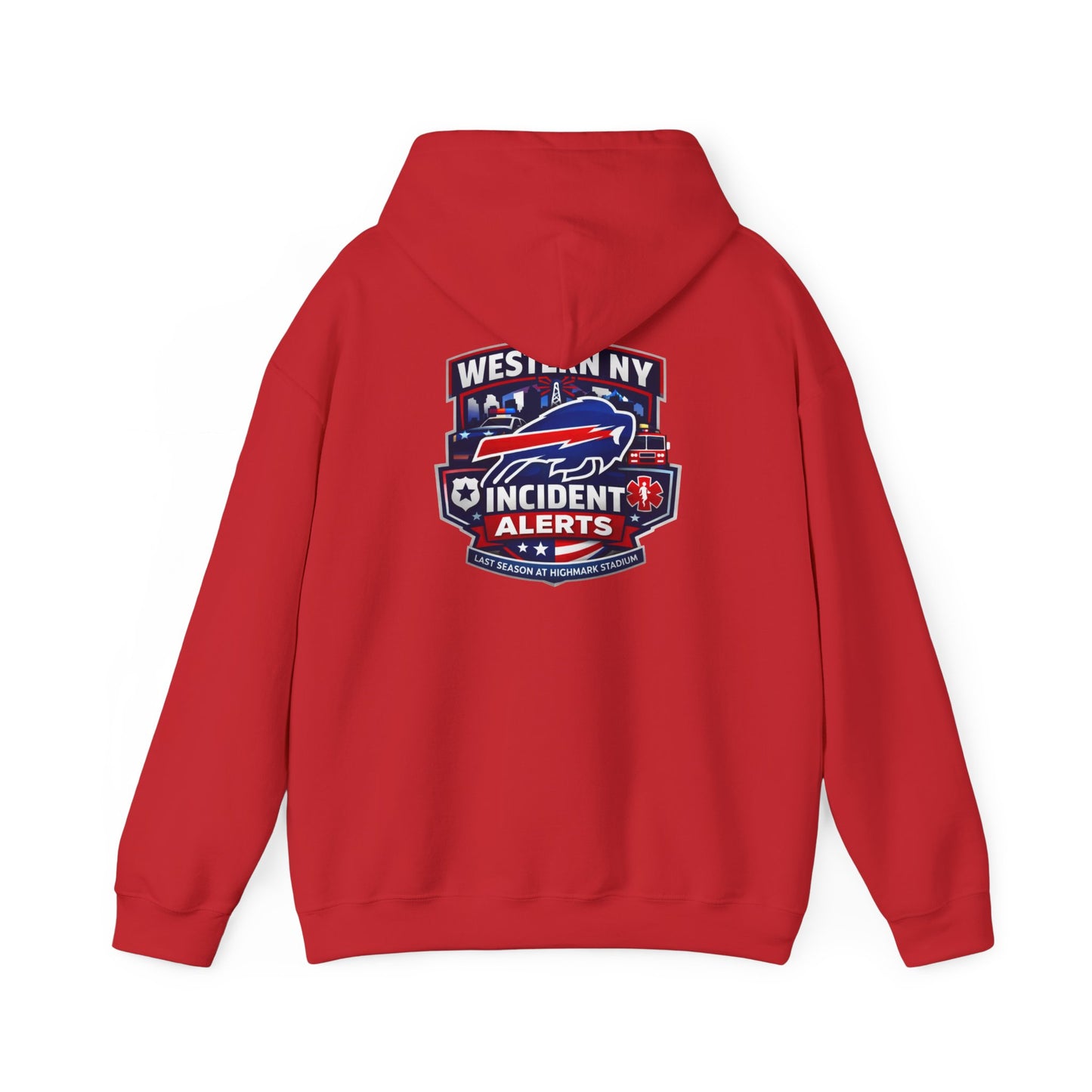 Western NY Incident Alerts Hoodie — (Buffalo Bills Themed) Emergency Response Patch Logo
