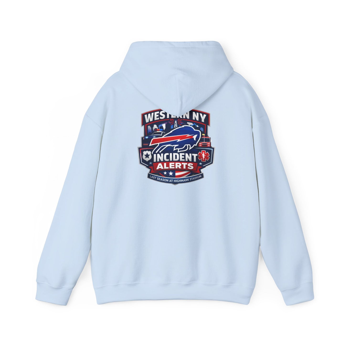 Western NY Incident Alerts Hoodie — (Buffalo Bills Themed) Emergency Response Patch Logo
