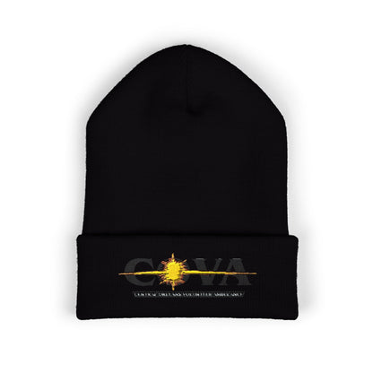 COVA Sun Logo Cuffed Beanie — Embroidered Winter Hat