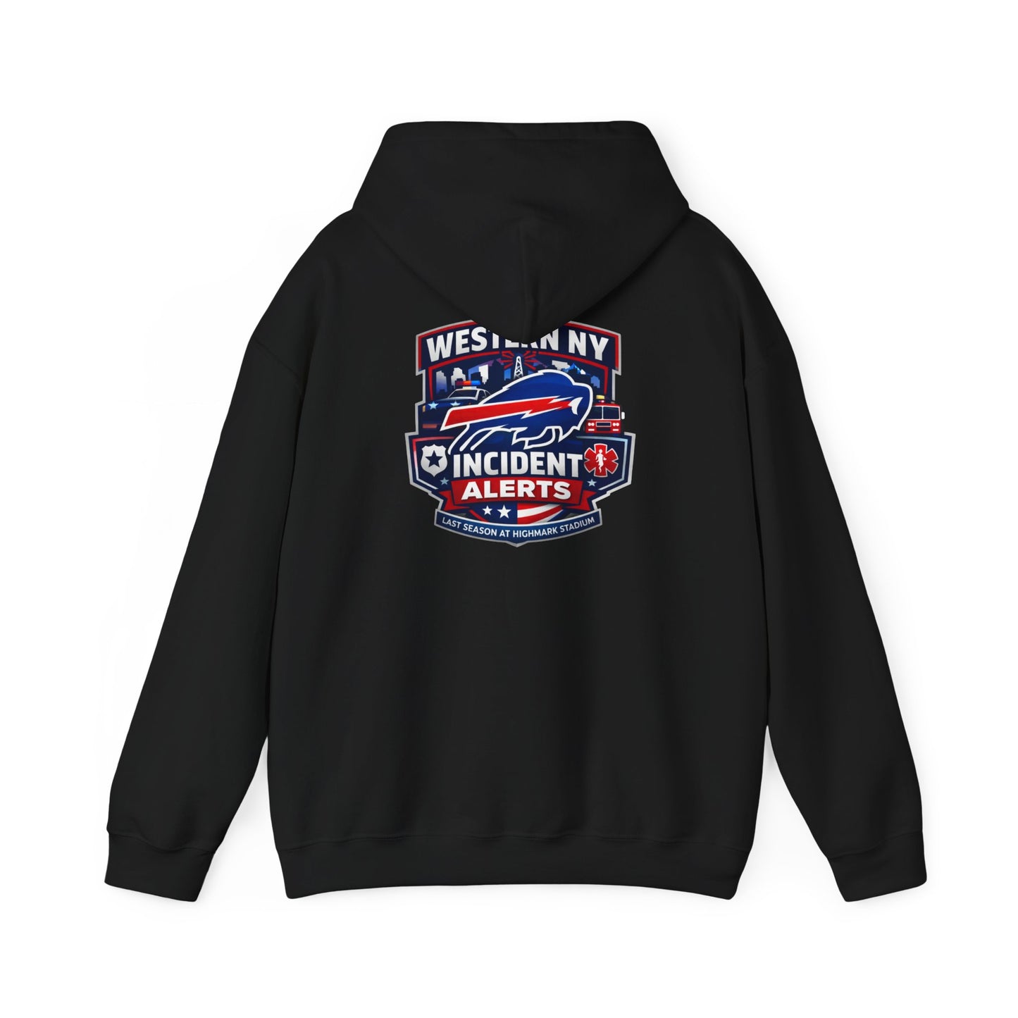 Western NY Incident Alerts Hoodie — (Buffalo Bills Themed) Emergency Response Patch Logo