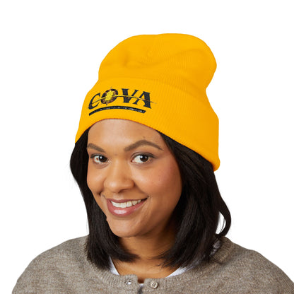 COVA Sun Logo Cuffed Beanie — Embroidered Winter Hat
