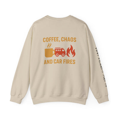 Coffee, Chaos & Car Fires Sweatshirt — Firefighter Crewneck