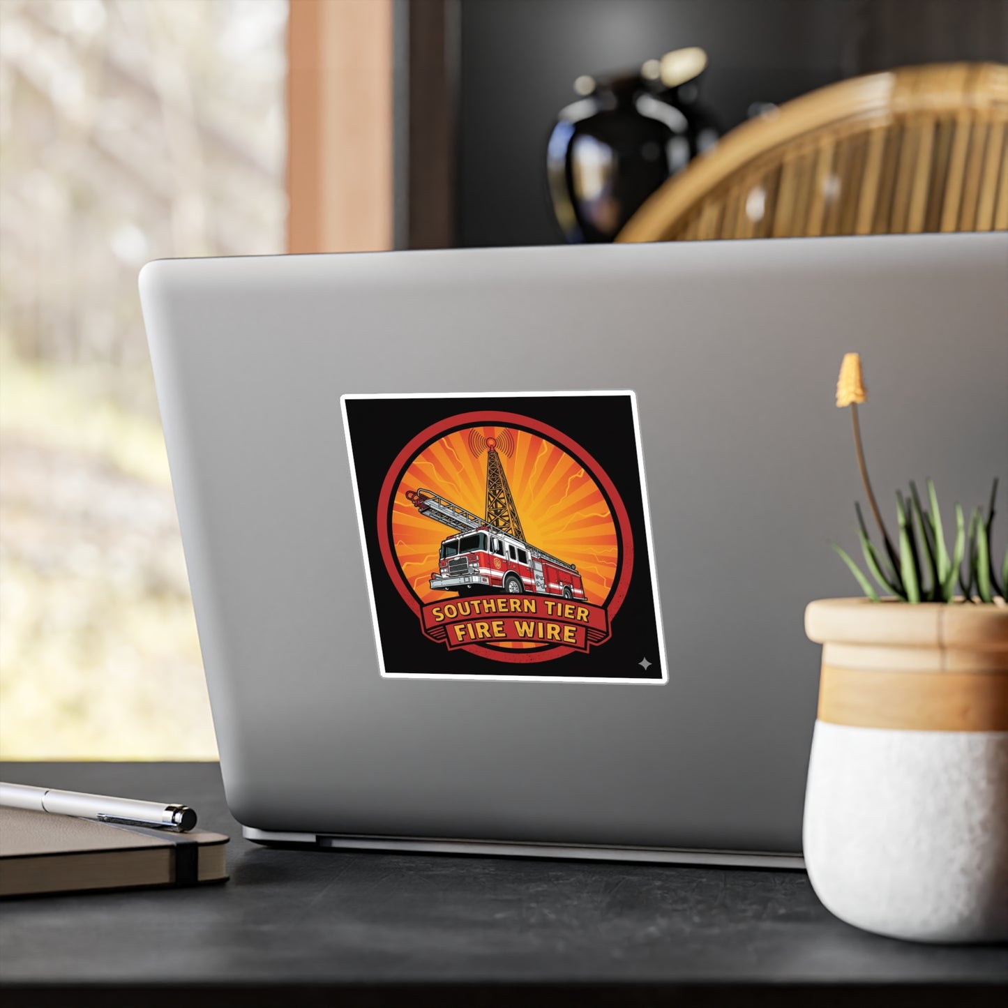 Firefighter Truck Vinyl Sticker — “Southern Tier Fire Wire” Kiss-Cut Decal