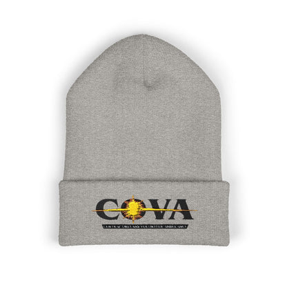 COVA Sun Logo Cuffed Beanie — Embroidered Winter Hat