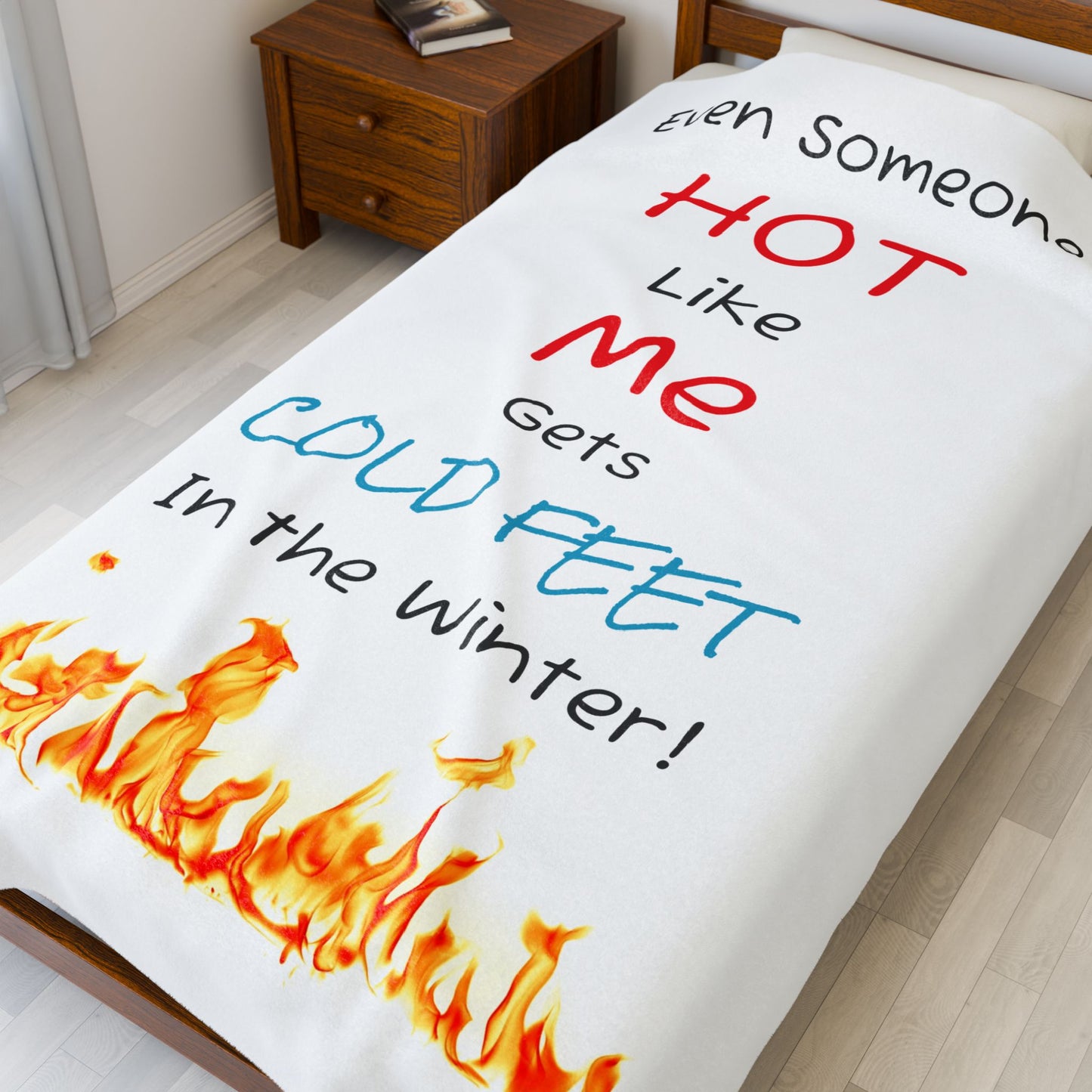 Cozy Velveteen Blanket - "Even Someone HOT Like Me Gets COLD FEET In the Winter!"