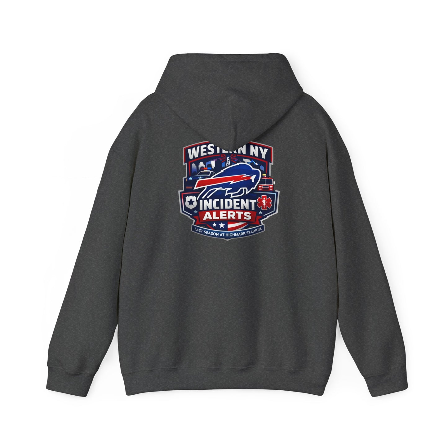 Western NY Incident Alerts Hoodie — (Buffalo Bills Themed) Emergency Response Patch Logo