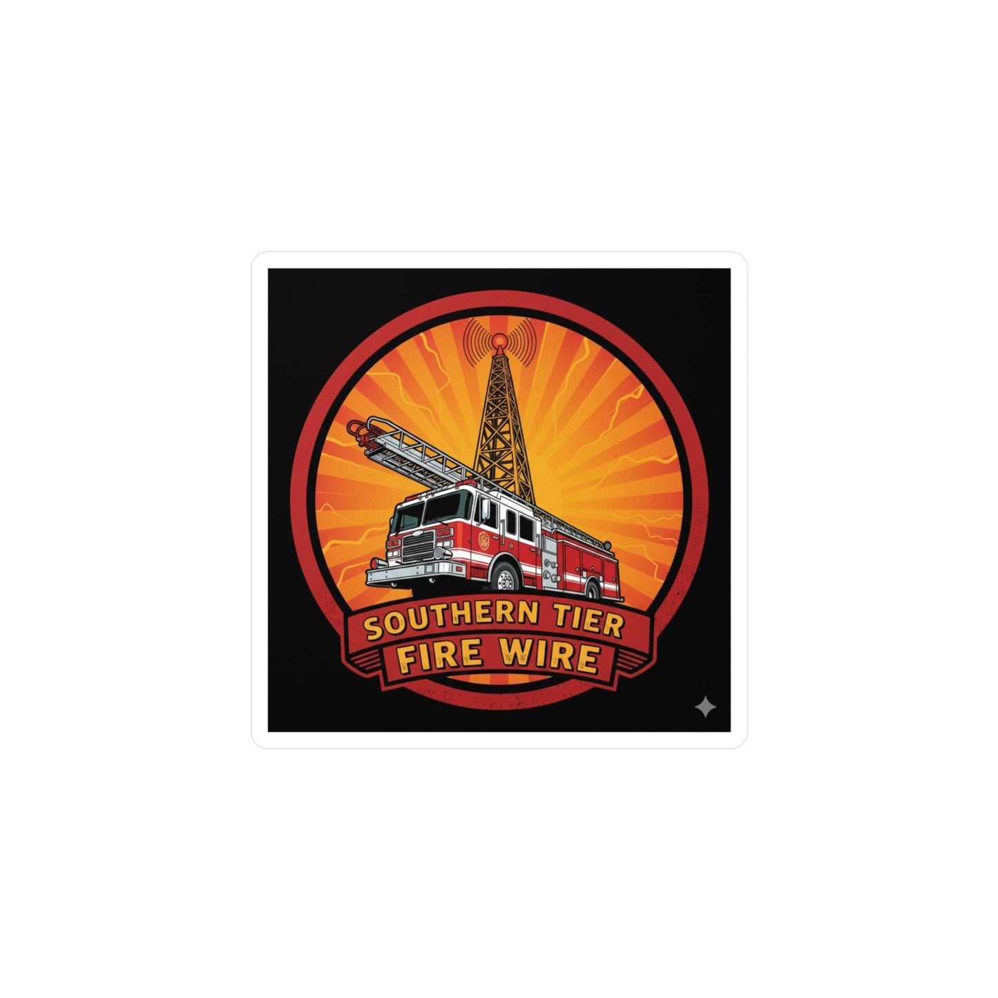 Firefighter Truck Vinyl Sticker — “Southern Tier Fire Wire” Kiss-Cut Decal