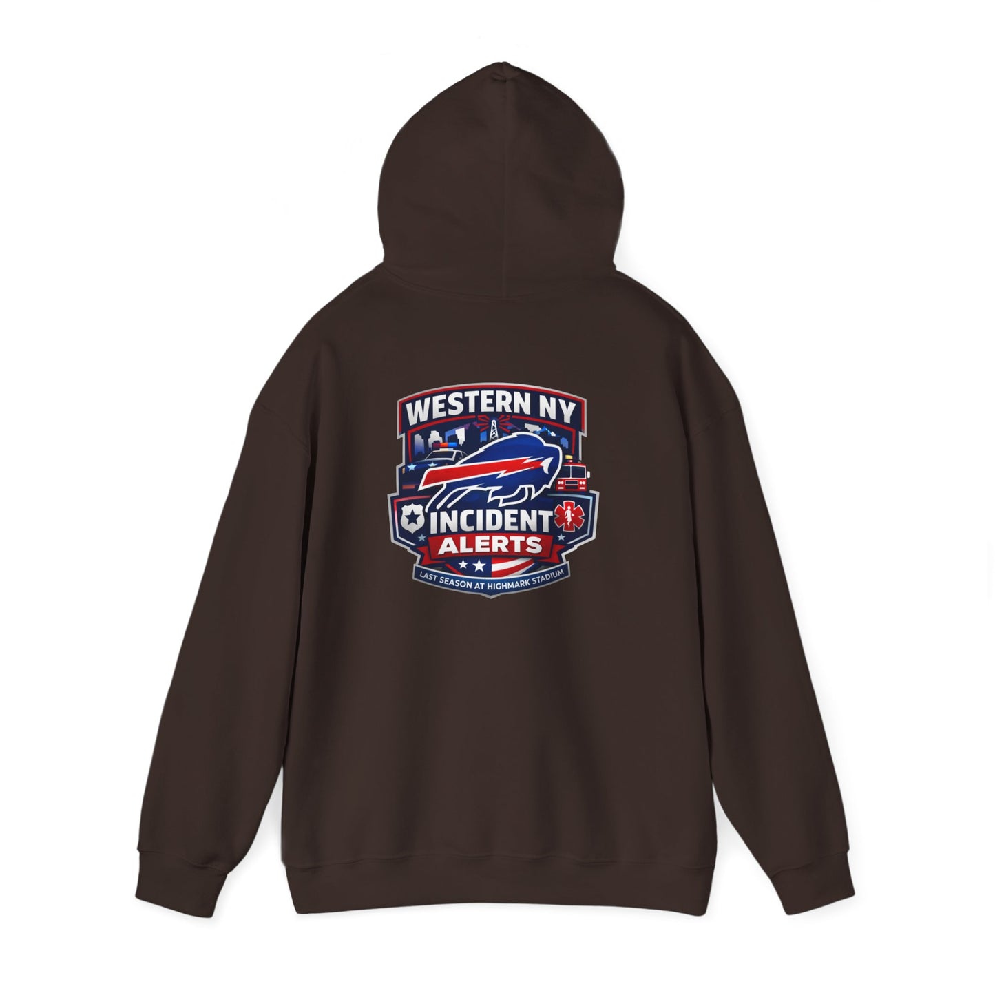 Western NY Incident Alerts Hoodie — (Buffalo Bills Themed) Emergency Response Patch Logo