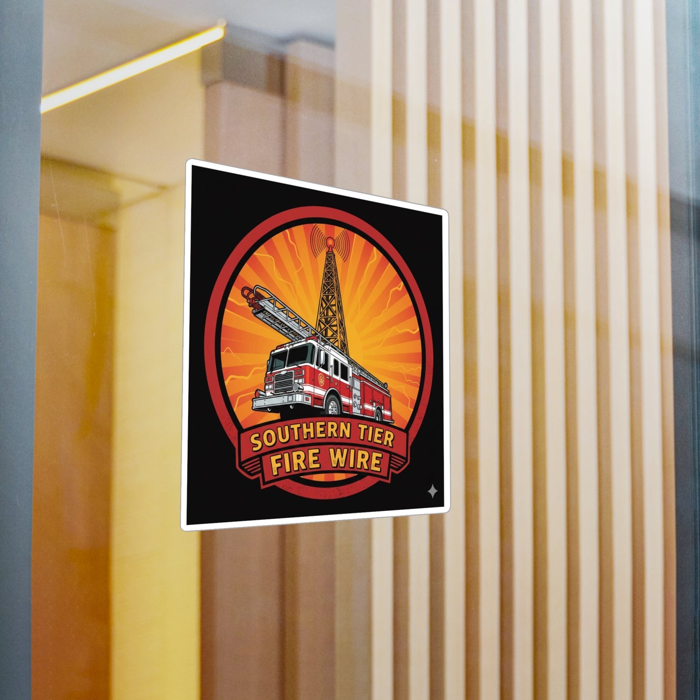 Firefighter Truck Vinyl Sticker — “Southern Tier Fire Wire” Kiss-Cut Decal