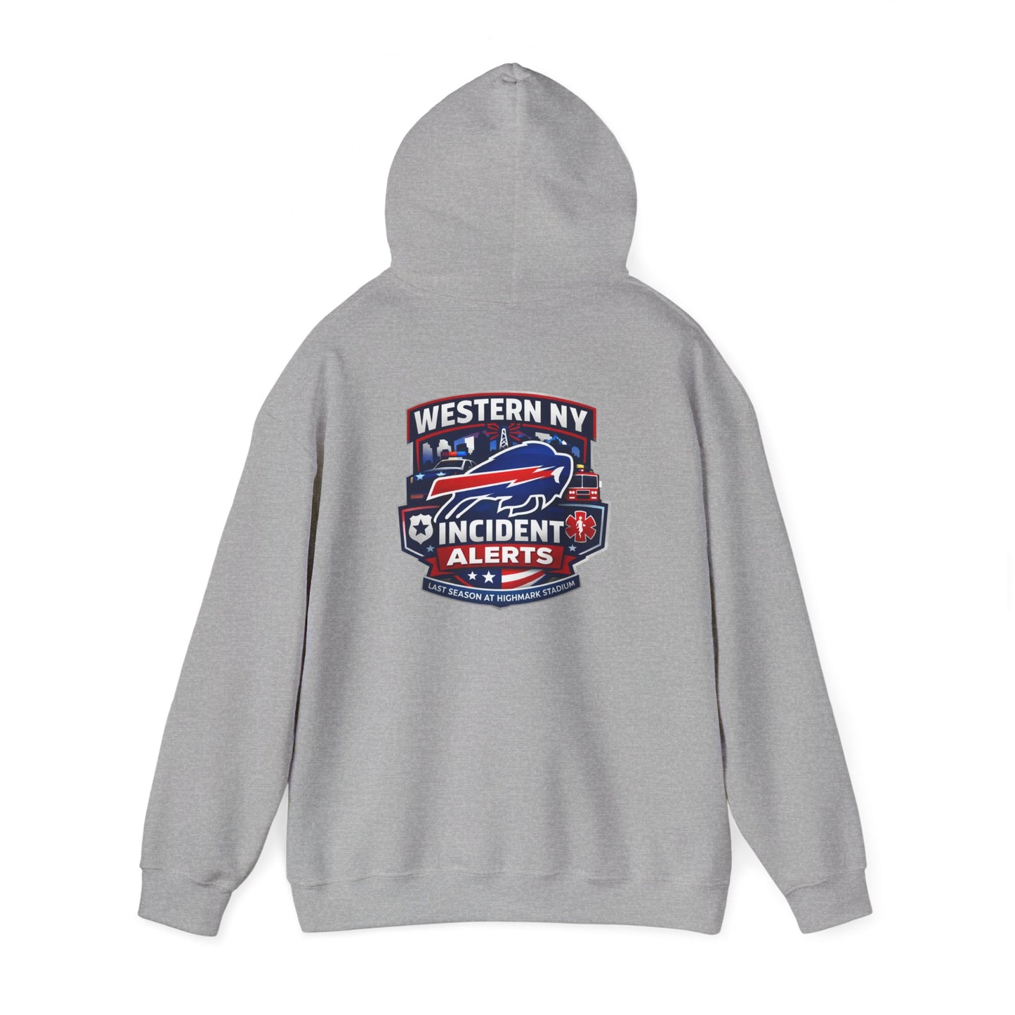 Western NY Incident Alerts Hoodie — (Buffalo Bills Themed) Emergency Response Patch Logo