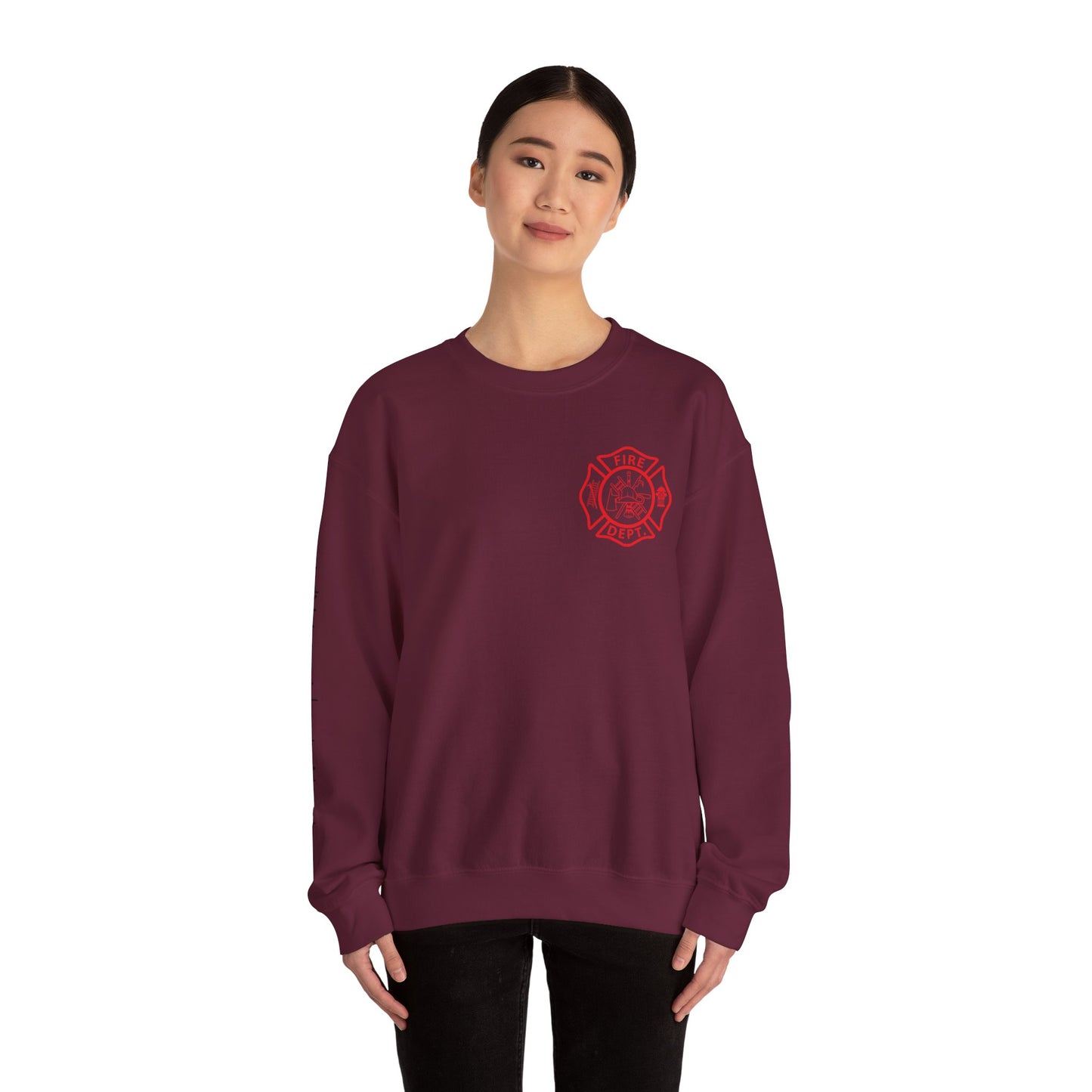 Firefighter Crewneck Sweatshirt — “Firefighters Do It With More Pressure” Graphic