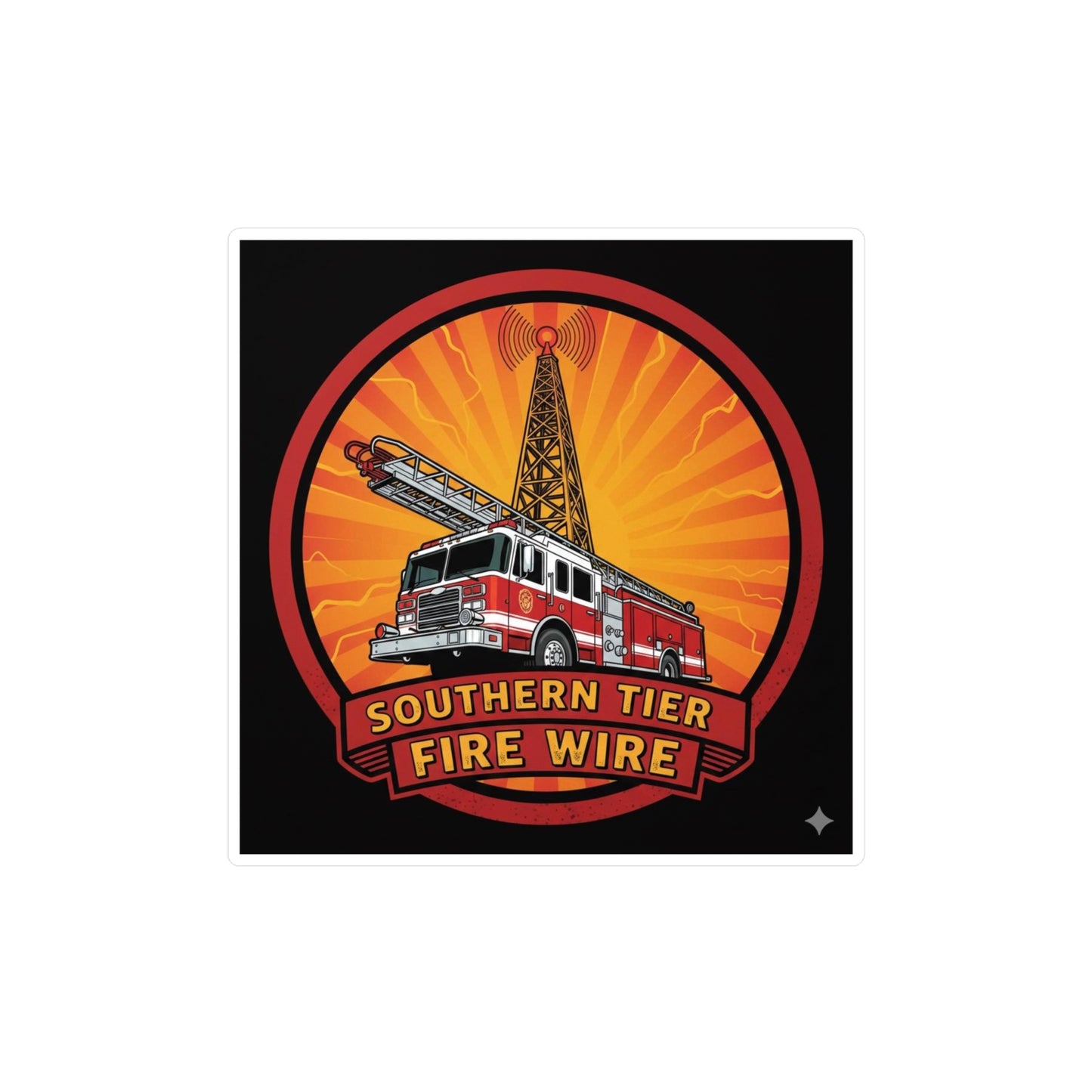 Firefighter Truck Vinyl Sticker — “Southern Tier Fire Wire” Kiss-Cut Decal