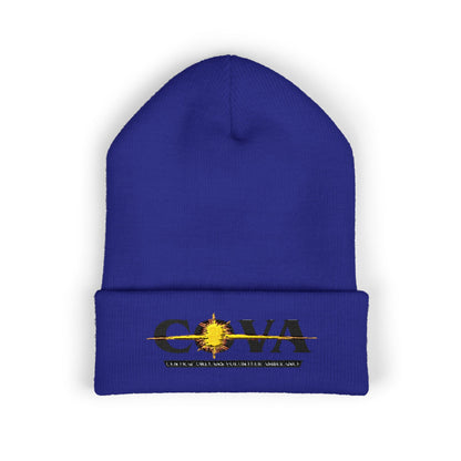 COVA Sun Logo Cuffed Beanie — Embroidered Winter Hat