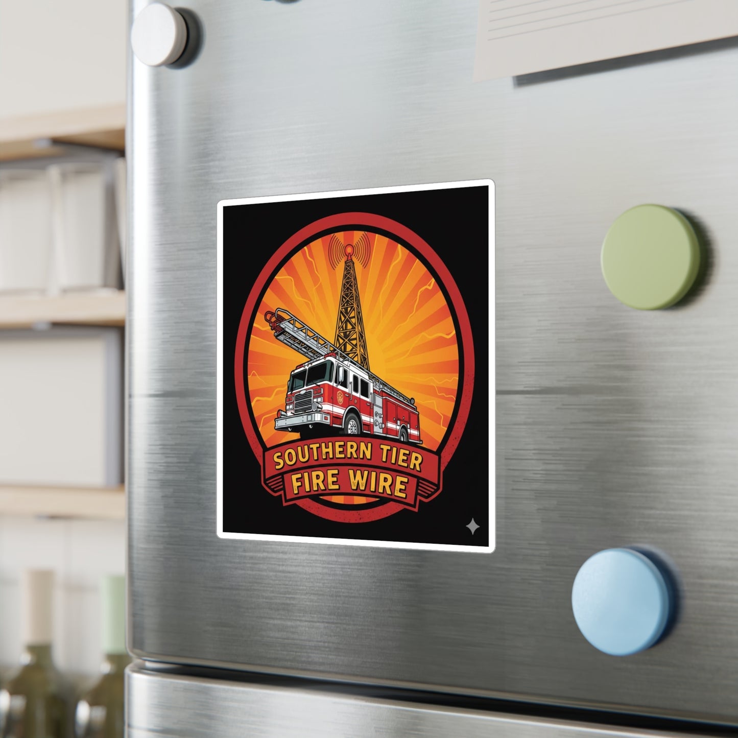 Firefighter Truck Vinyl Sticker — “Southern Tier Fire Wire” Kiss-Cut Decal