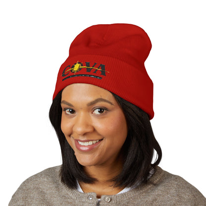 COVA Sun Logo Cuffed Beanie — Embroidered Winter Hat