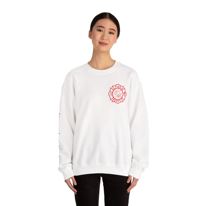 Firefighter Crewneck Sweatshirt — "Stop, Drop, and Roll" Graphic