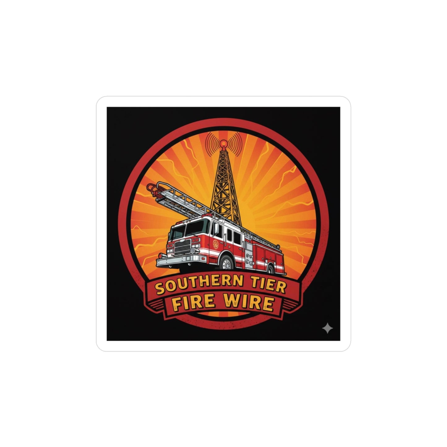 Firefighter Truck Vinyl Sticker — “Southern Tier Fire Wire” Kiss-Cut Decal