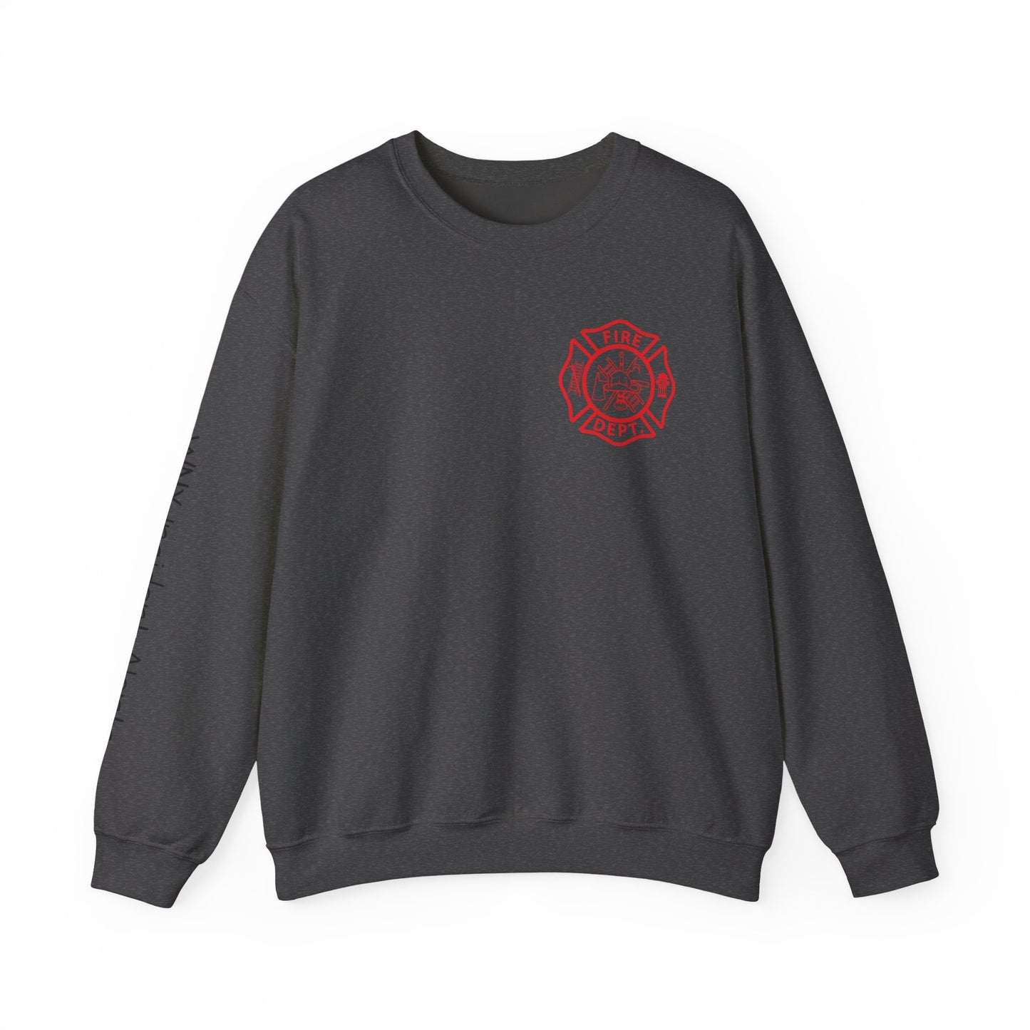 Firefighter Crewneck Sweatshirt — "Stop, Drop, and Roll" Graphic