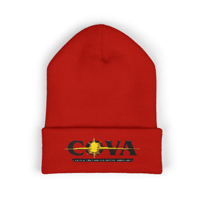 COVA Sun Logo Cuffed Beanie — Embroidered Winter Hat