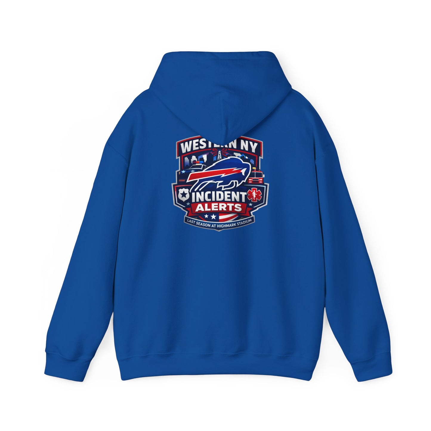 Western NY Incident Alerts Hoodie — (Buffalo Bills Themed) Emergency Response Patch Logo