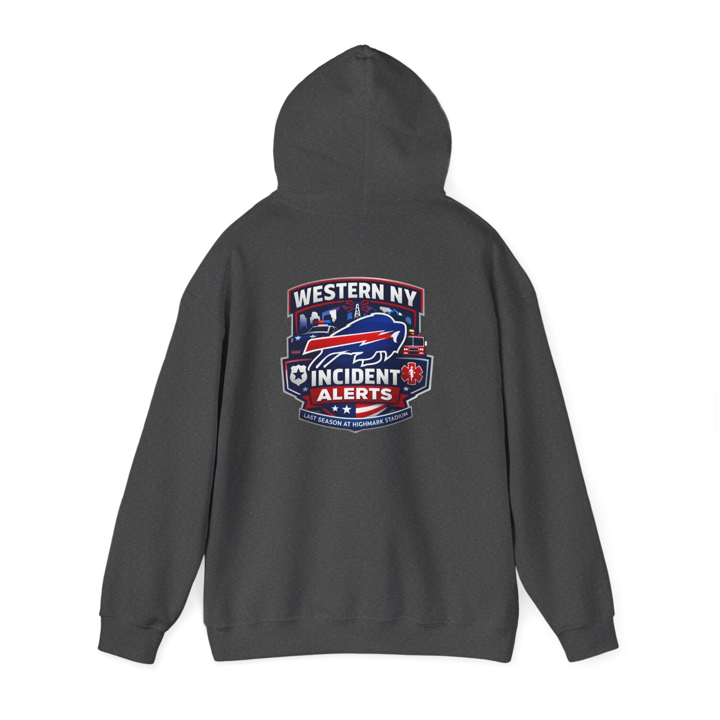 Western NY Incident Alerts Hoodie — (Buffalo Bills Themed) Emergency Response Patch Logo