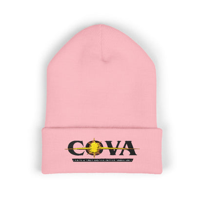 COVA Sun Logo Cuffed Beanie — Embroidered Winter Hat