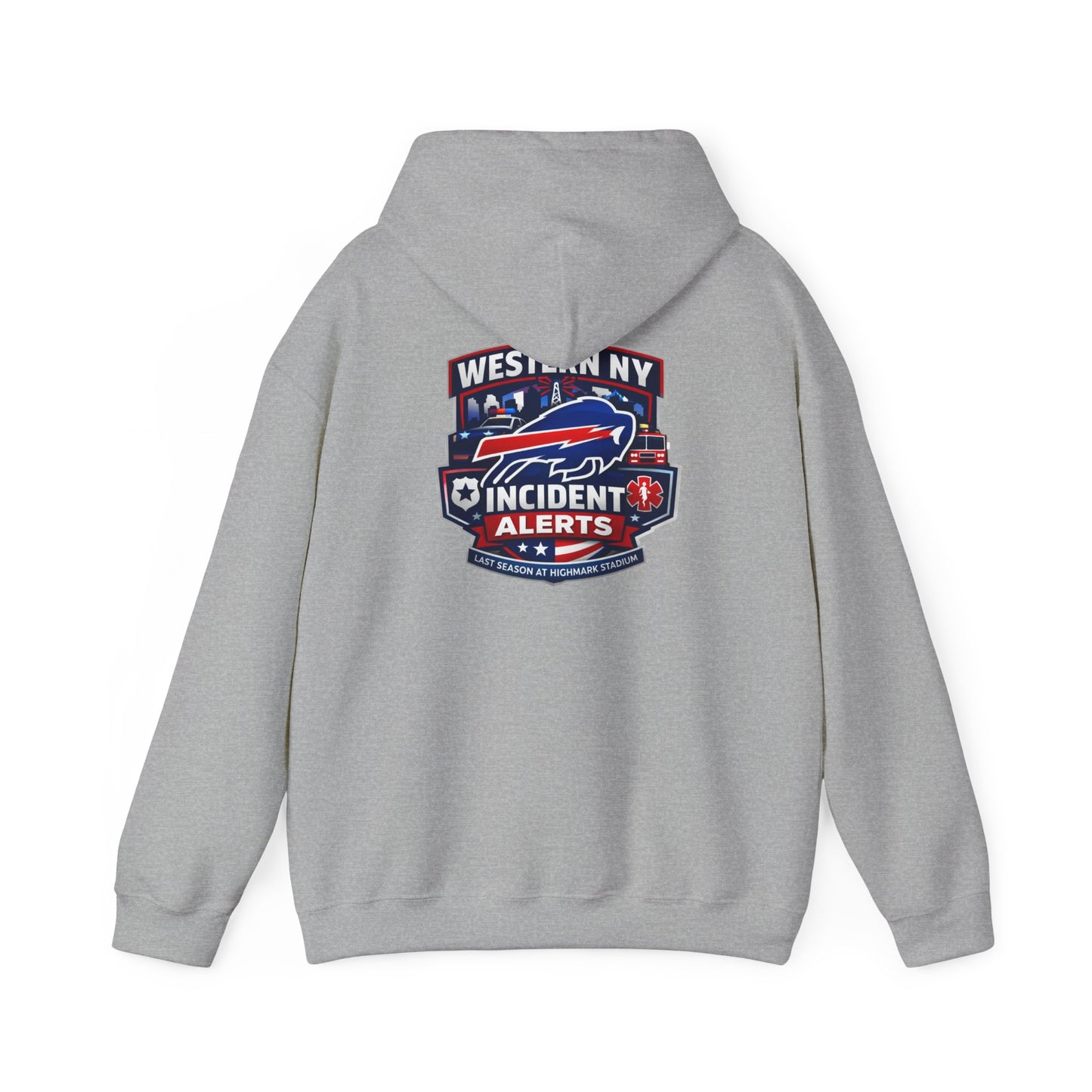 Western NY Incident Alerts Hoodie — (Buffalo Bills Themed) Emergency Response Patch Logo