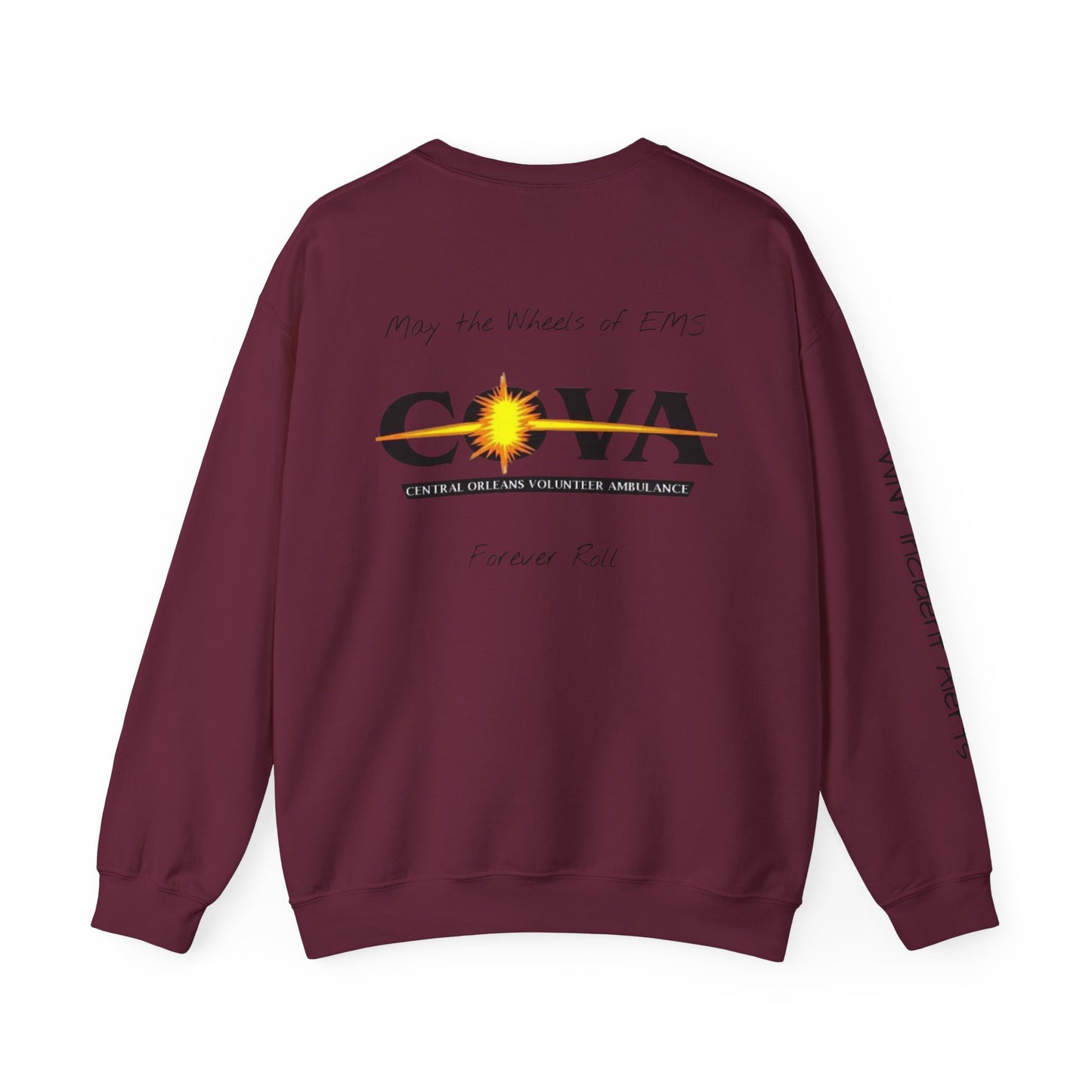 COVA Crewneck Sweatshirt — 'May the Wheels of EMS Forever Roll' Retro Logo