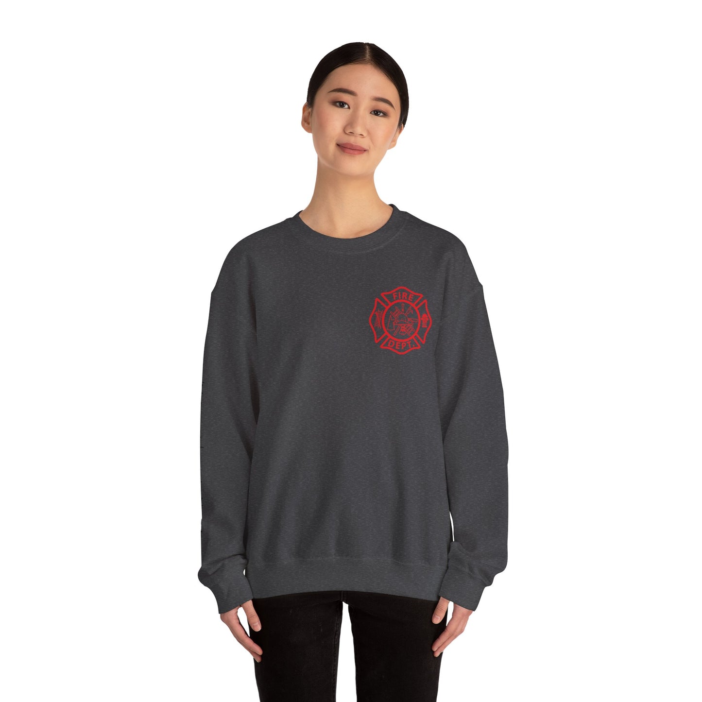 Fire Department Logo Crewneck Sweatshirt — Thin Red Line Firefighter Pullover