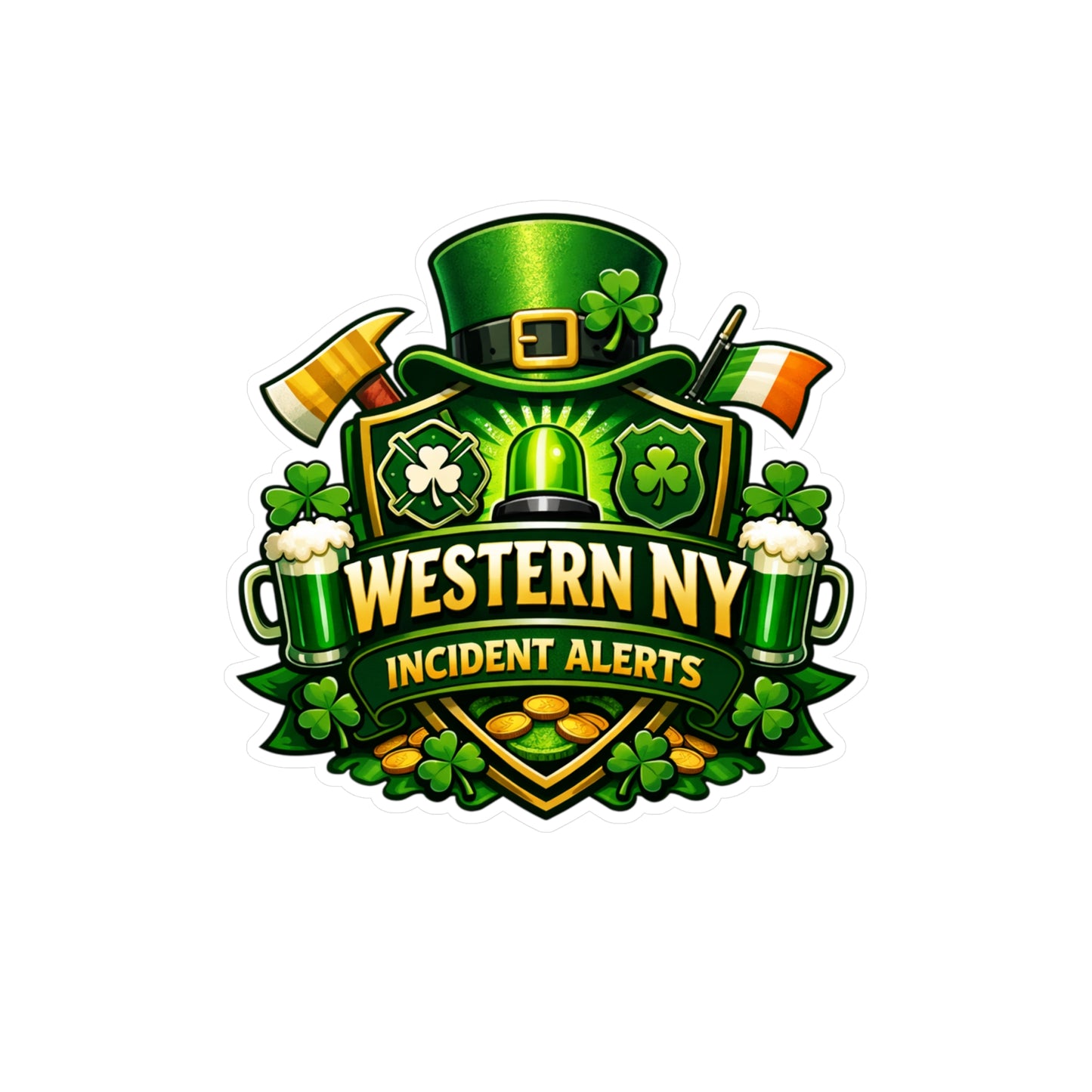 Western NY Incident Alerts St. Patrick’s Day Kiss-Cut Vinyl Sticker