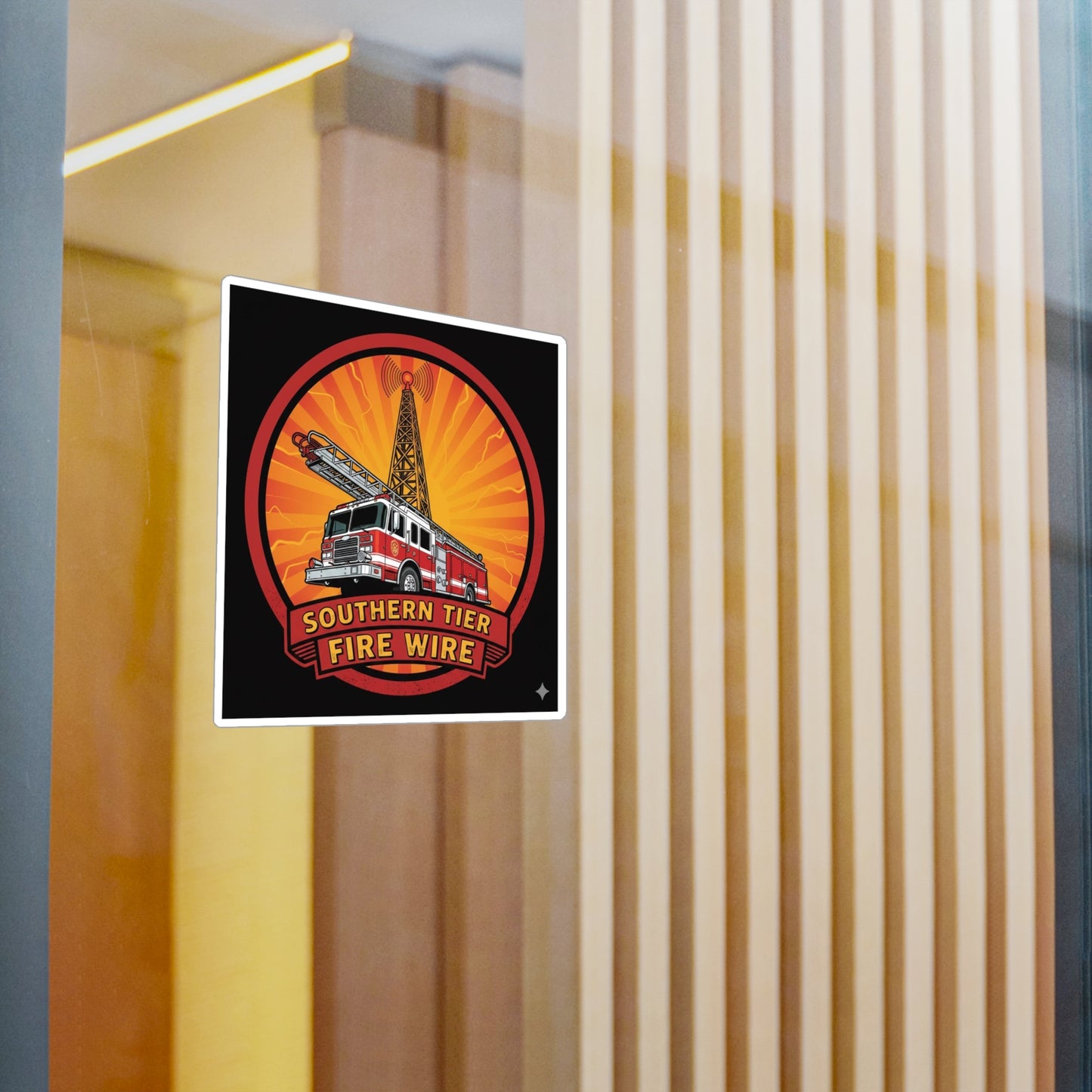 Firefighter Truck Vinyl Sticker — “Southern Tier Fire Wire” Kiss-Cut Decal