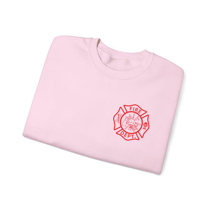 Firefighter Crewneck Sweatshirt — "Stop, Drop, and Roll" Graphic
