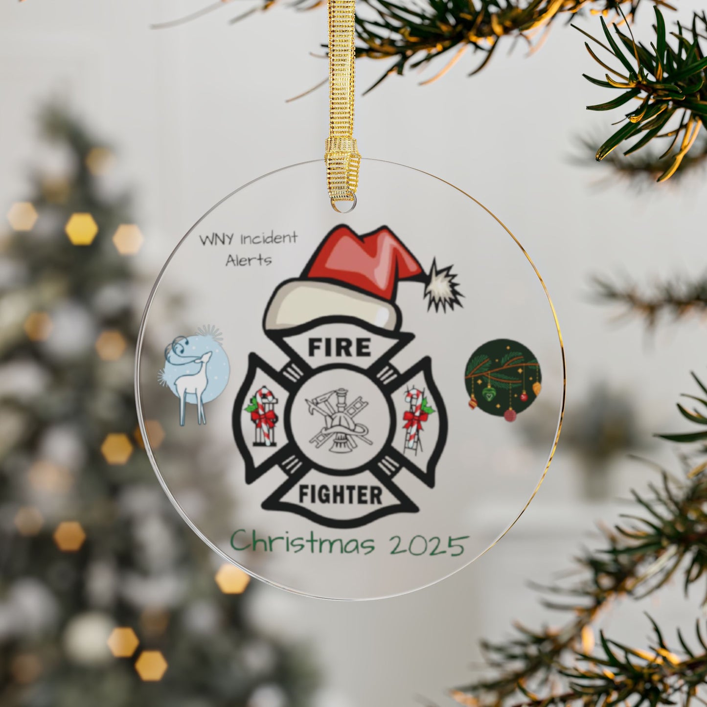 Firefighter Christmas Acrylic Ornaments - Holiday Decor 2025