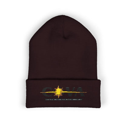 COVA Sun Logo Cuffed Beanie — Embroidered Winter Hat