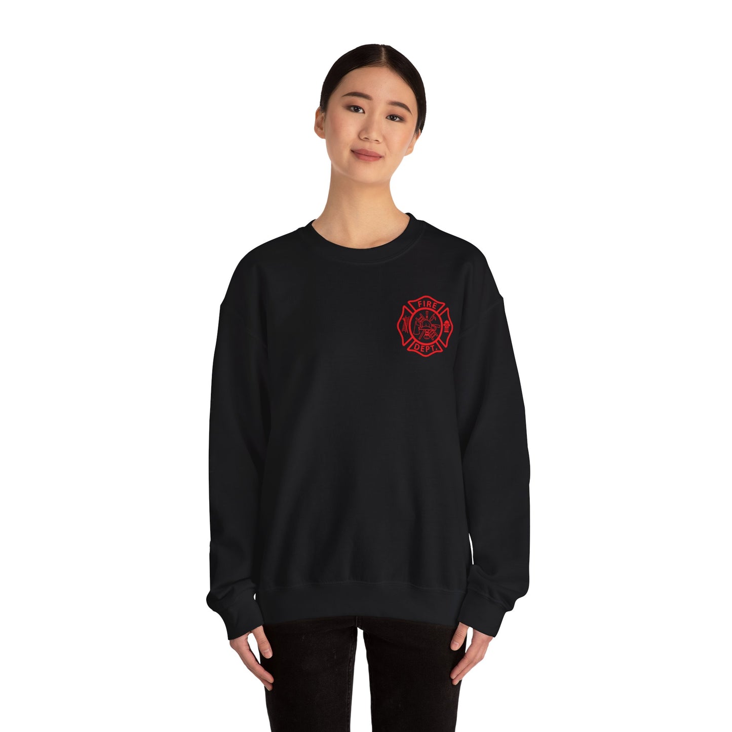 Firefighter Crewneck Sweatshirt — "Because Someone Has to Save the Barbecue"