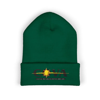 COVA Sun Logo Cuffed Beanie — Embroidered Winter Hat