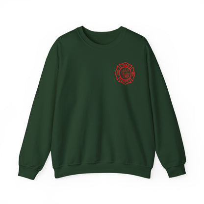 Firefighter Crewneck Sweatshirt — "Because Someone Has to Save the Barbecue"
